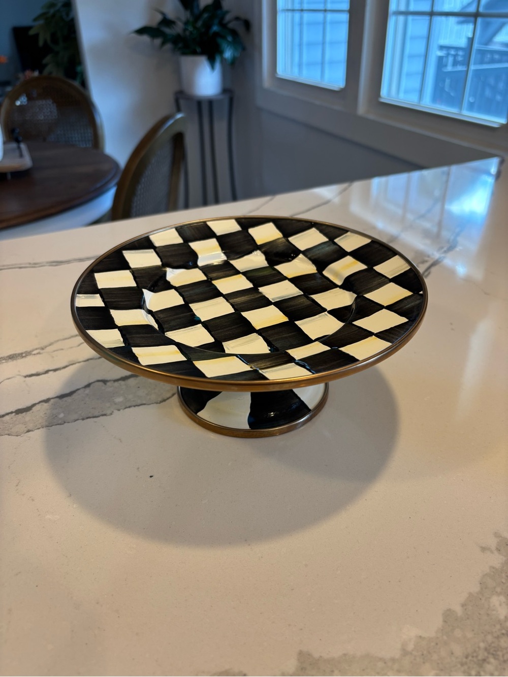 Black & White Check Pedestal Cake Stand
